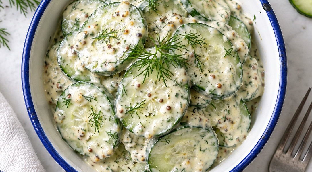Salatgurken in Senfsahne-Sauce