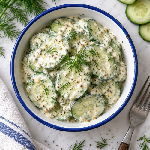 Salatgurken in Senfsahne-Sauce