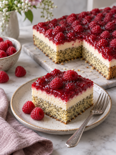 Himbeer-Mohn Kuchen