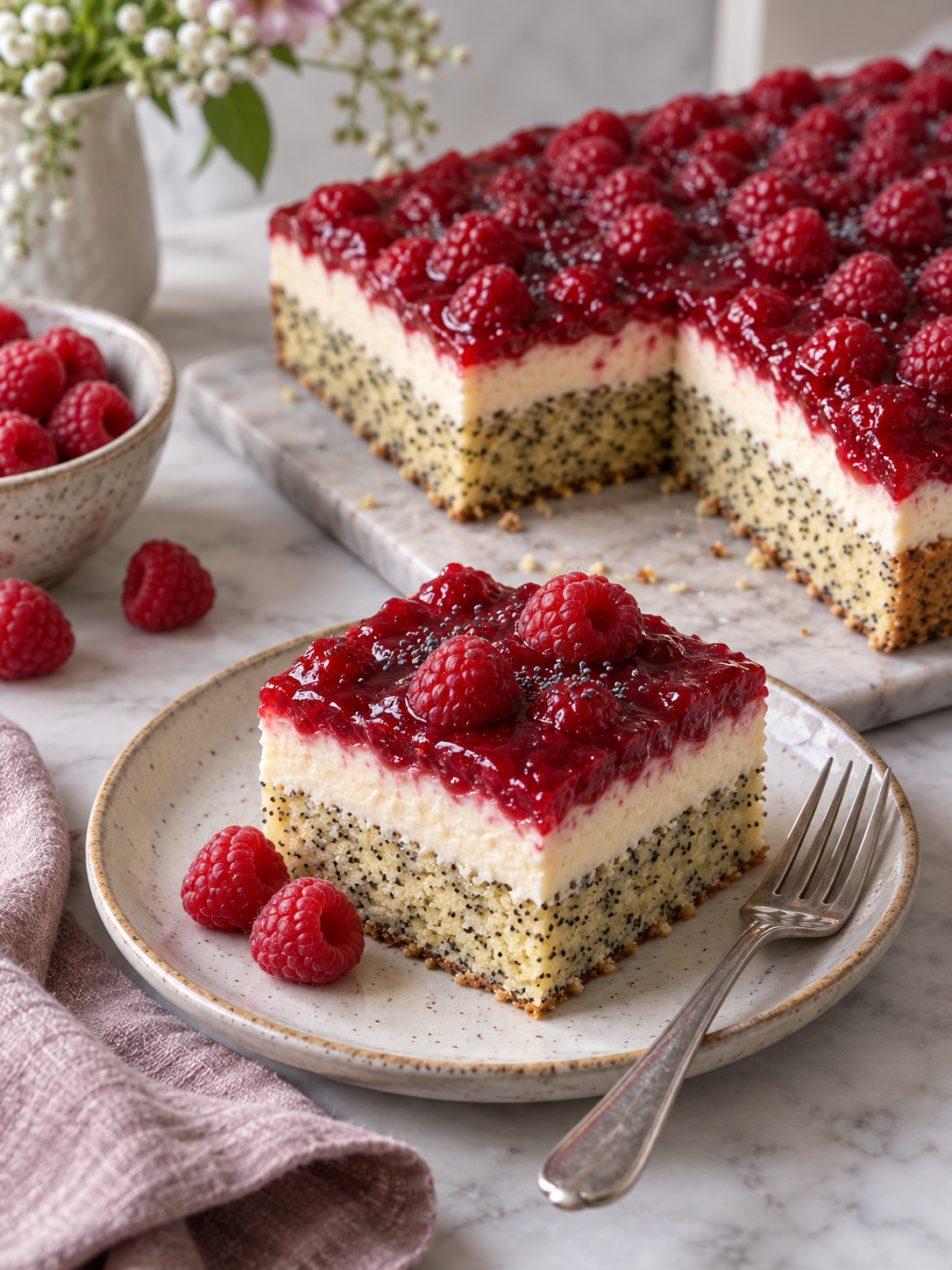 Himbeer-Mohn Kuchen