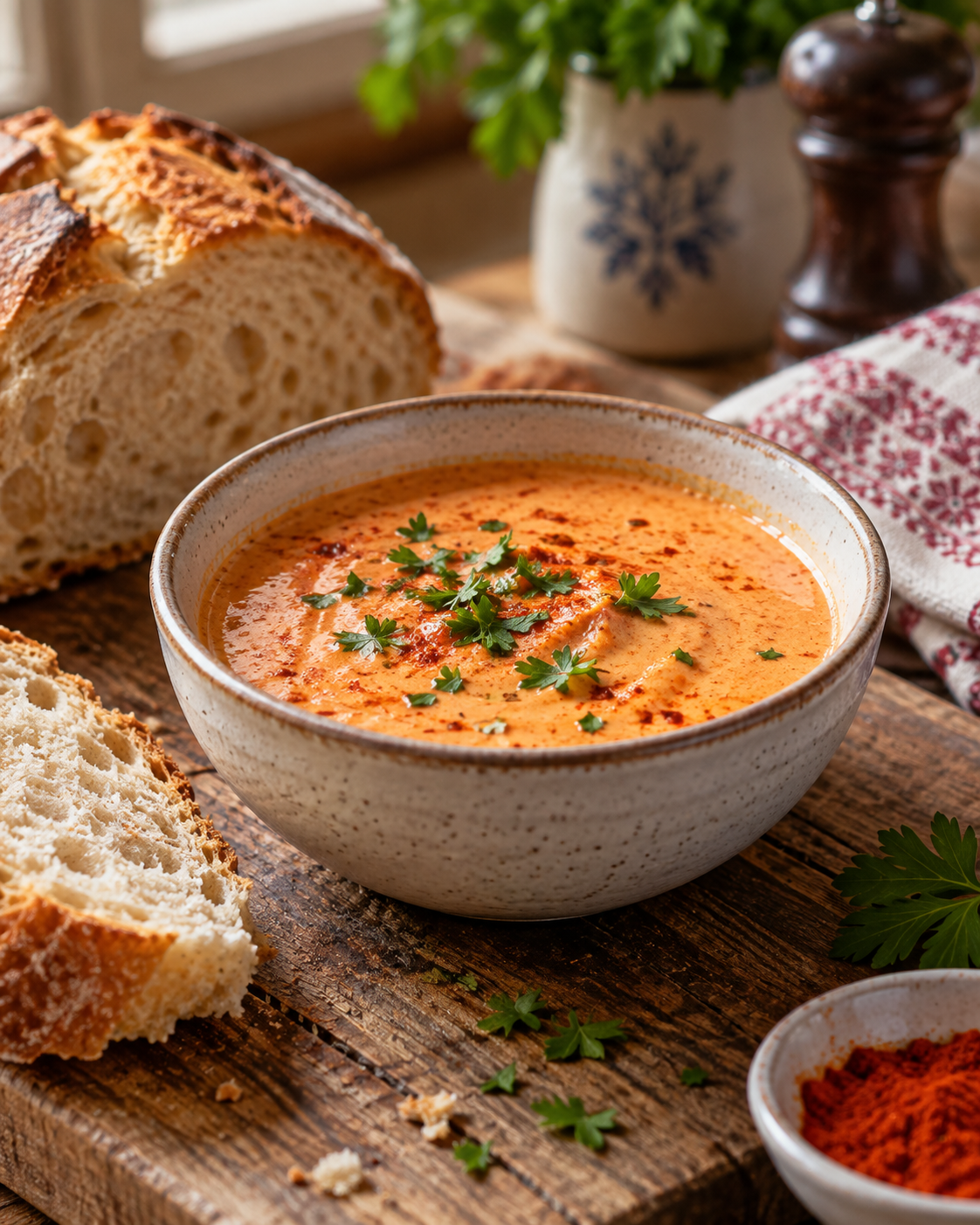 Cremige Paprikasauce mit Petersilie