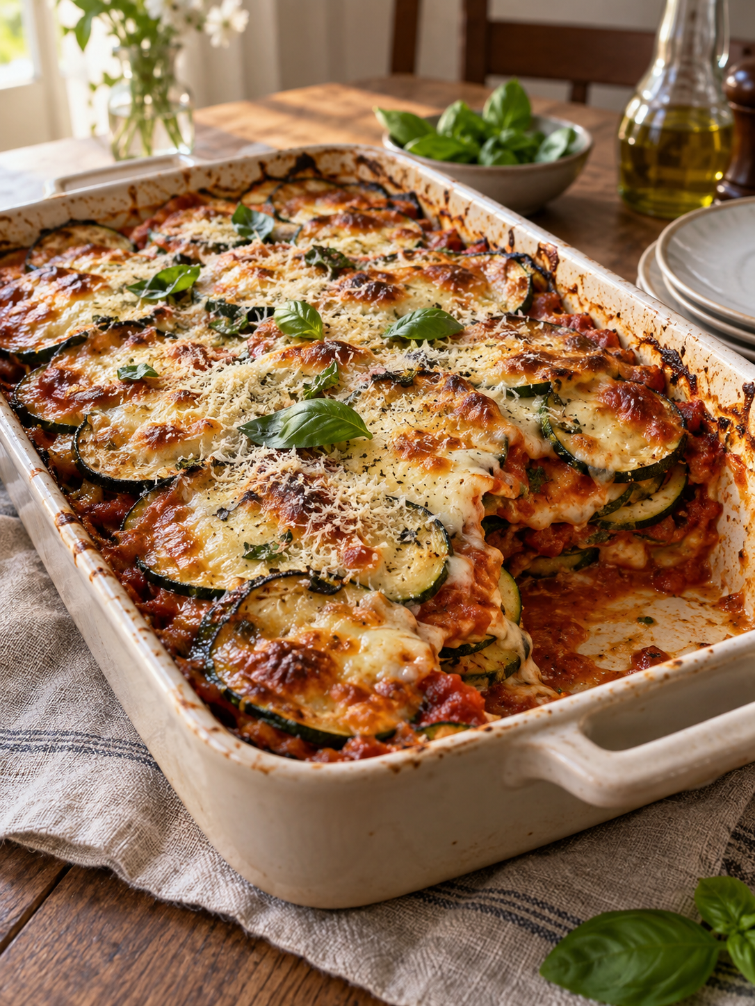 Überbackene Zucchini mit Tomatensauce – selbst generiertes Rezeptfoto