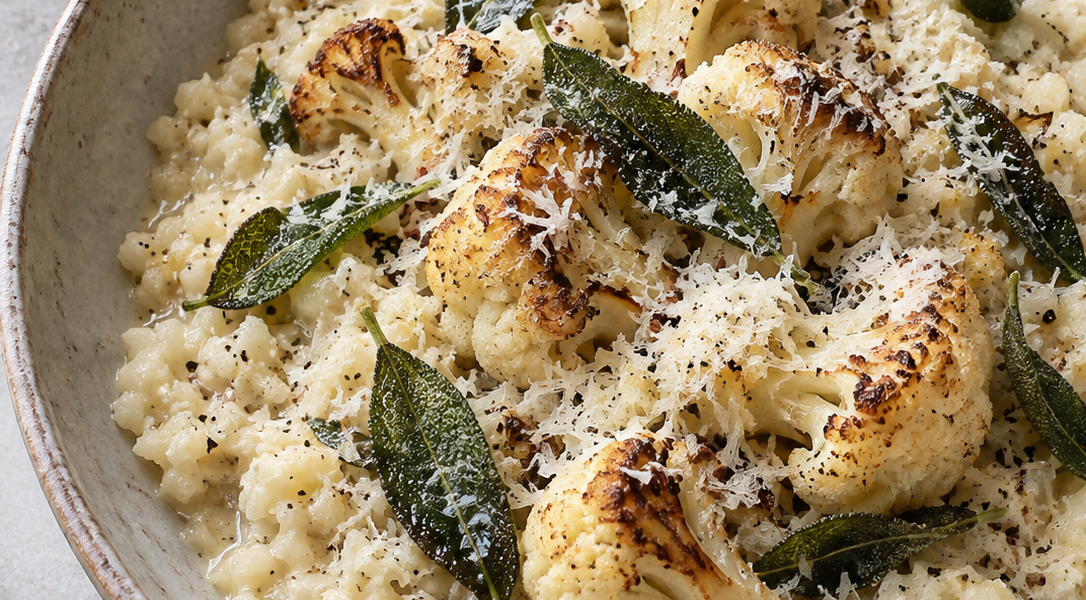 Blumenkohlrisotto mit Parmesan und Salbei – selbst generiertes Rezeptfoto