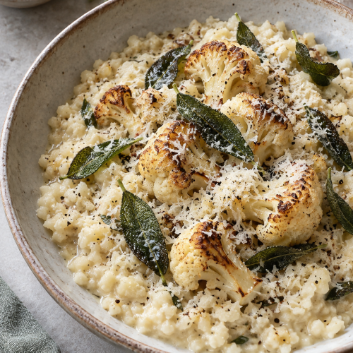 Blumenkohlrisotto mit Parmesan und Salbei – selbst generiertes Rezeptfoto