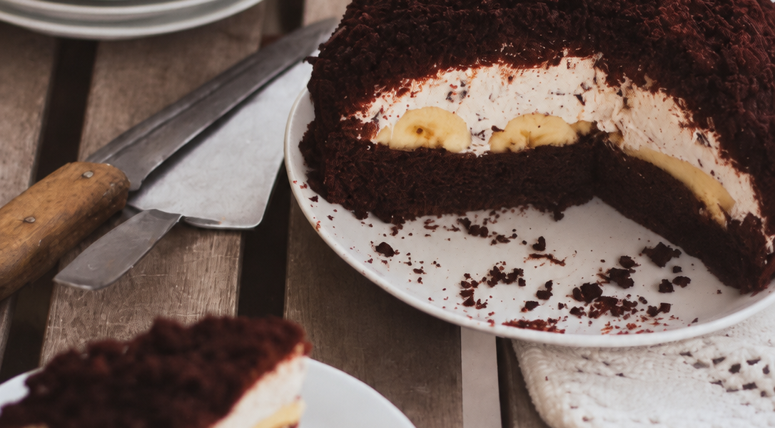 Maulwurfkuchen mit Bananen