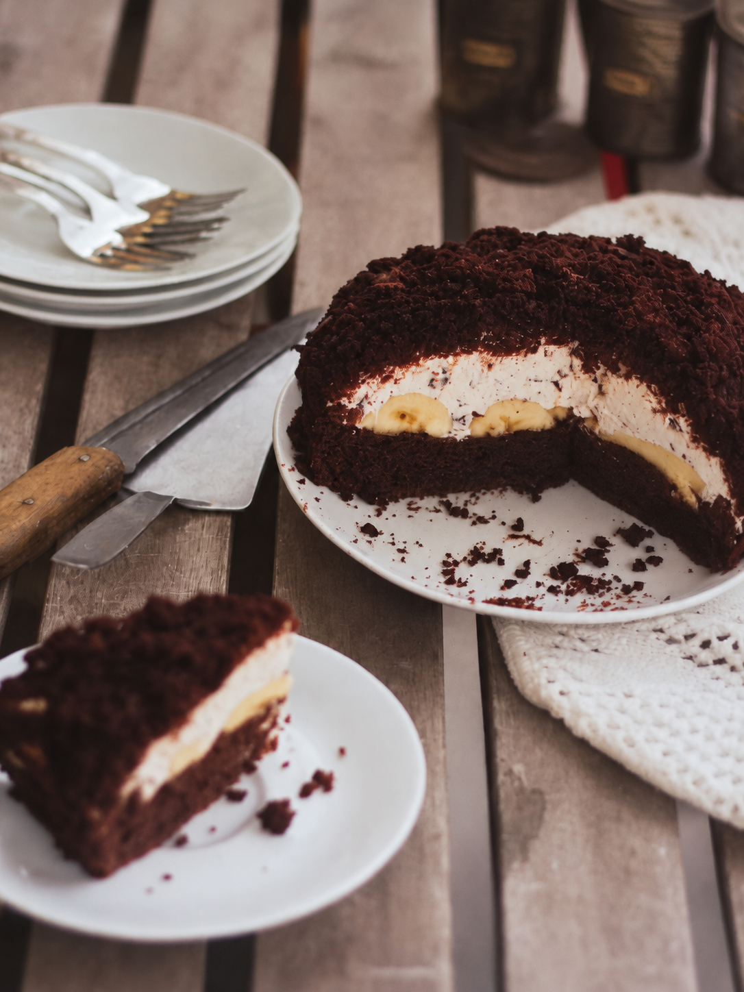 Maulwurfkuchen mit Bananen