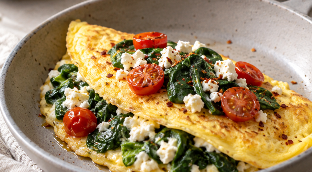 Spinat-Omelette mit Feta – selbst generiertes Rezeptfoto