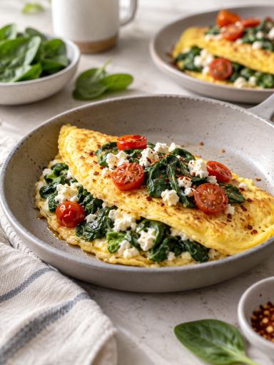 Spinat-Omelette mit Feta – selbst generiertes Rezeptfoto